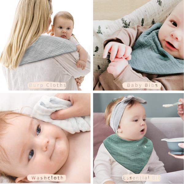 Imagem de Babadores Muslin Baby Bibs Konssy, pacote com 10 unidades, 100% algodão, unissex, de 0 a 36 meses