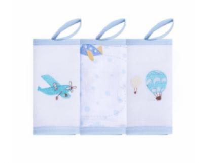 Imagem de Babete com prendedor de chupeta bordada e estampada - 32x32cm - avião - 3 unidades  10941430 