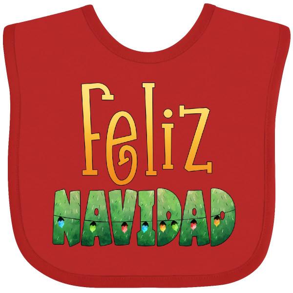 Babete para bebês em Ktastic Feliz Navidad - Christmas Tree Lights Red - inktastic Imagem de Babete para bebês em Ktastic Feliz Navidad - Christmas Tree Lights Red