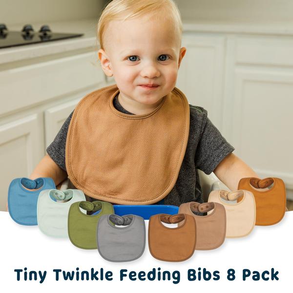 Imagem de Babetes de alimentação para bebês Tiny Twinkle, pacote com 8 absorventes impermeáveis