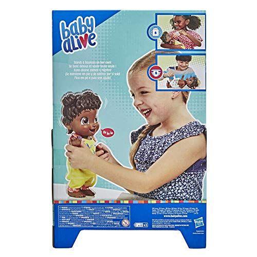 Imagem de Baby Alive Baby Gotta Bounce Doll, Kangaroo Outfit, Bounces com mais de 25 SFX e Giggles, Drinks and Wets, Black Hair Toy for Kids Ages 3 and Up