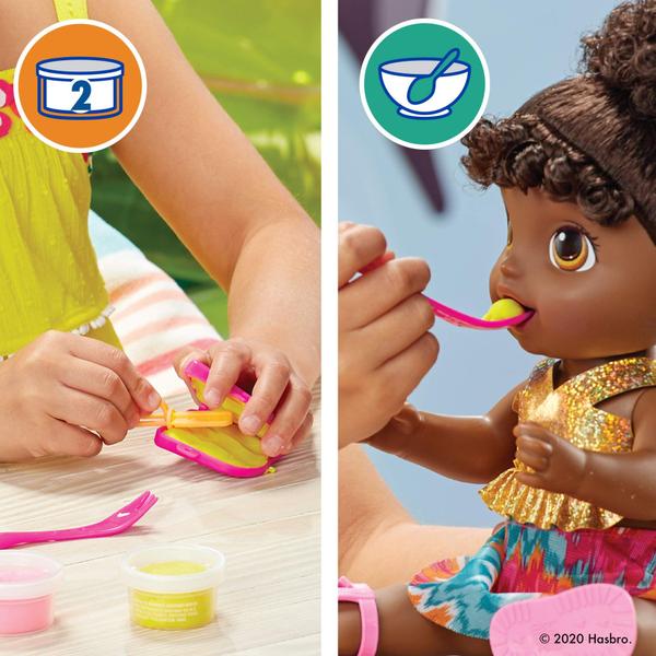 Imagem de Baby Alive Sunshine Snacks Doll, Eats and Poops, Summer-Themed Waterplay Baby Doll, Ice Pop Mold, Toy for Kids Ages 3 and Up, Black Hair