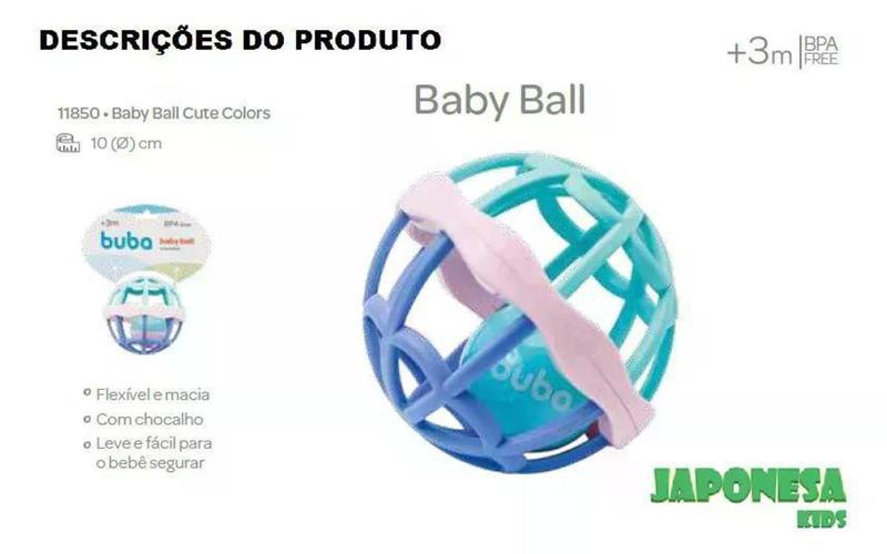 Imagem de Baby Ball Cute Colors Com Chocalho Brinquedo Bebe - Buba