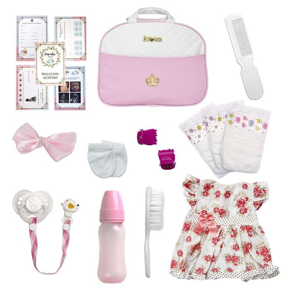 Imagem de Baby Boneca Reborn 100 % Silicone 20 Itens Bolsa Maternidade