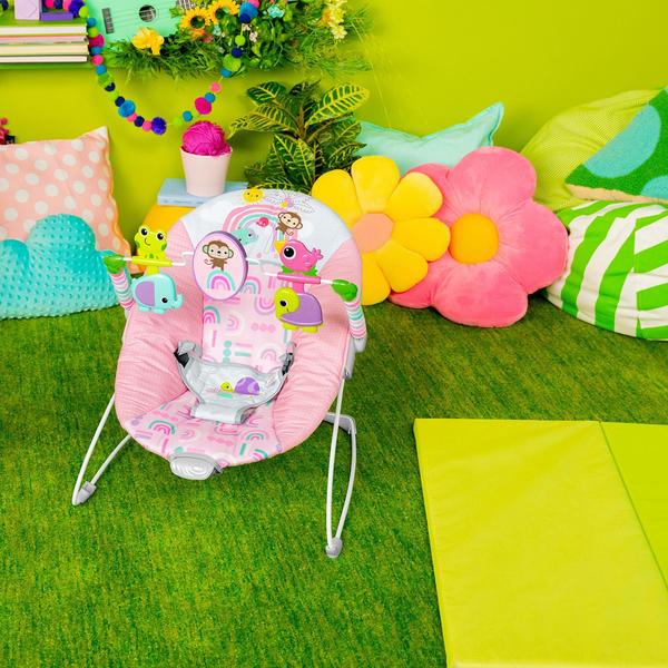 Imagem de Baby Bouncer Bright Starts Pink Paradise com assento vibratório