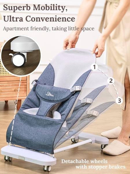 Imagem de Baby Bouncer CuddoBaby 4 em 1 com rodas, piano removível azul