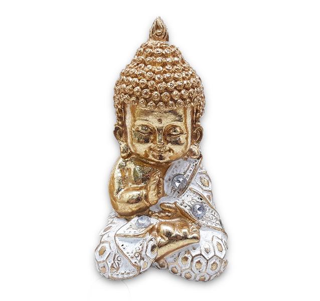 Imagem de Baby Buda da Sabedoria Buda Rezando Brilhante Gold 9 cm