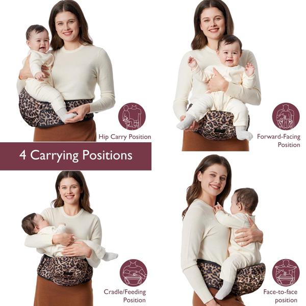 Imagem de Baby Carrier Momcozy Hip Seat, cintura ajustável, leopardo