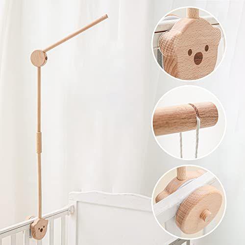 Imagem de Baby Crib Mobile Arm - Suporte de berço móvel de madeira para o acessório móvel do berço do bebê suspenso para a decoração do berçário (braço do berço do urso)