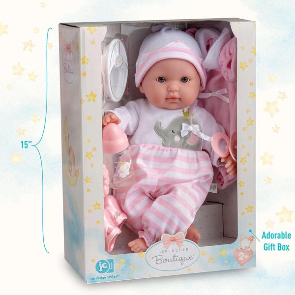 Imagem de Baby Doll JC Toys Berenguer Boutique 15" com conjunto de presente de 10 peças