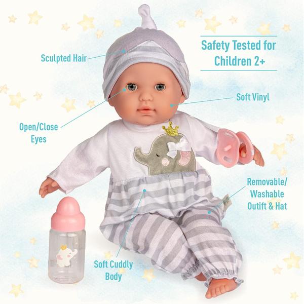 Baby Doll JC Toys Berenguer Boutique de 15 polegadas com mamadeira e chupeta Imagem de Baby Doll JC Toys Berenguer Boutique de 15 polegadas com mamadeira e chupeta