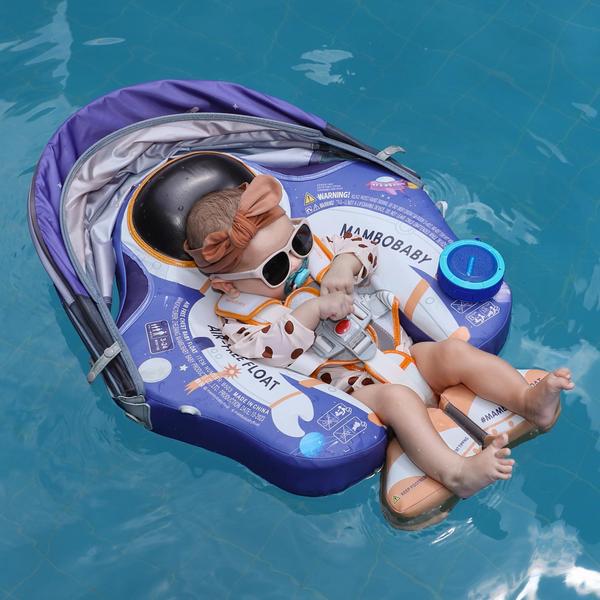 Imagem de Baby Float HECCEI Mambobaby Upgrade com dossel azul de 3 a 24 meses