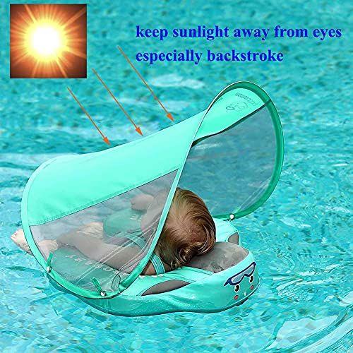 Imagem de Baby Floats for Pool with Canopy Removable UPF 50+ UV Sun Protection CanopyMambobaby Float Non Inflável Upgrade Soft Water-Friendly Skin-Friendly Leather Material Infant Swim Float 3-24 Months