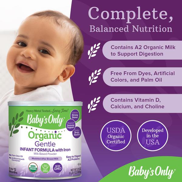 Imagem de Baby Formula Baby's Only A2, leite orgânico A2, 21 onças, pacote com 6