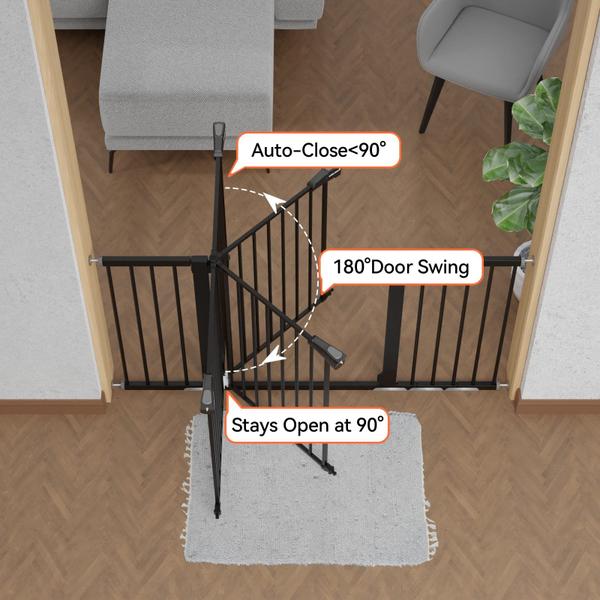 Imagem de Baby Gate BABELIO Extra Wide 74-140 cm com fechamento automático preto