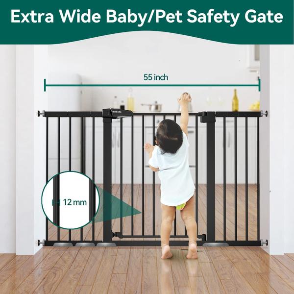 Imagem de Baby Gate BABELIO Extra Wide 74-140 cm com fechamento automático preto