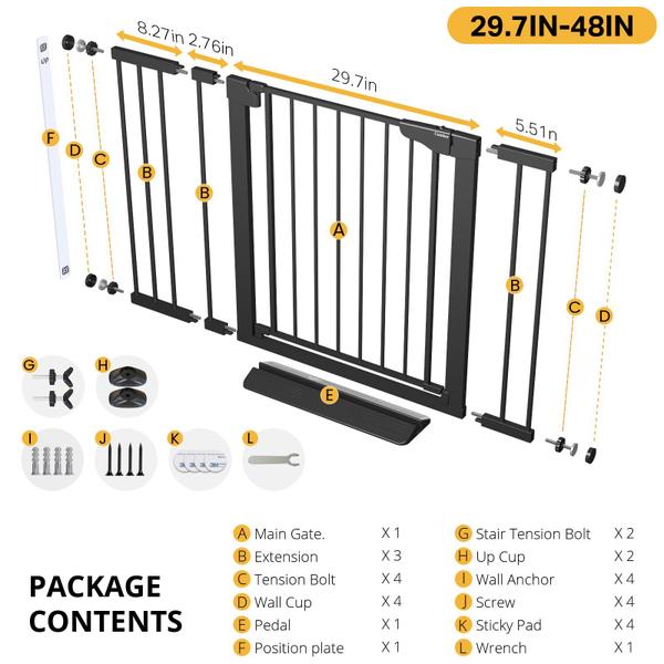 Imagem de Baby Gate Cumbor 75,2-122 cm para escadas com porta de fechamento automático