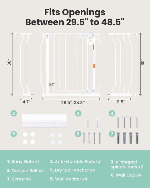 Imagem de Baby Gate GROWNSY Mom's Choice para escadas e portas de 75 a 123 cm