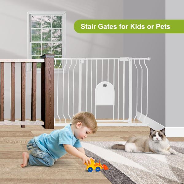 Imagem de Baby Gate HUNTEA Auto Close com porta Cat de 75-123 cm de metal de segurança