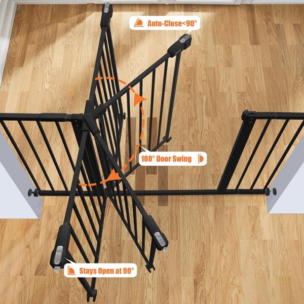 Imagem de Baby Gate keny 36 Extra Tall para escadas de 74 a 108 cm de largura, preto