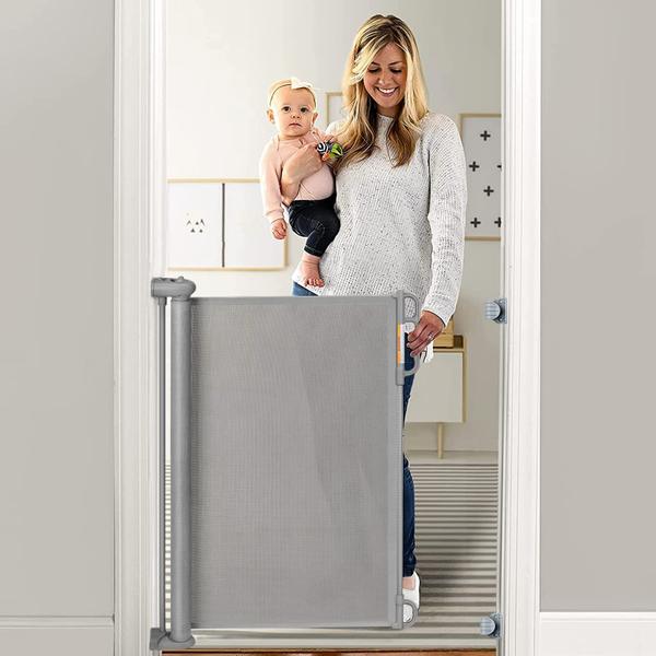 Imagem de Baby Gate Momcozy retrátil de 84 cm de altura, se estende até 140 cm