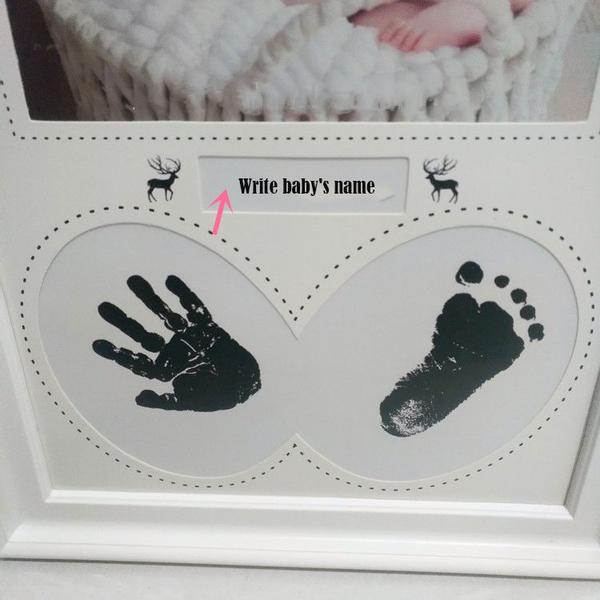 Imagem de Baby Hand And Footprint Plastic Picture Frame Growing Memory Gift Monthly Milestone Photo Frame Newborn Accessories Baby Items Fabricantes de mãos e pegadas