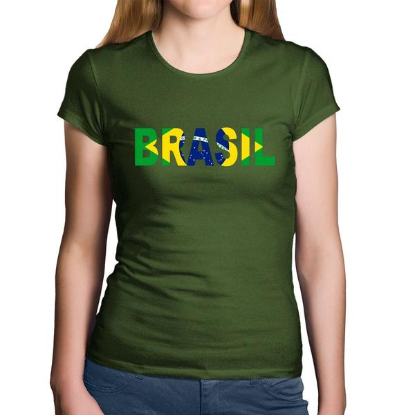 Imagem de Baby Look Algodão Bandeira Brasil Letras - Foca na Moda