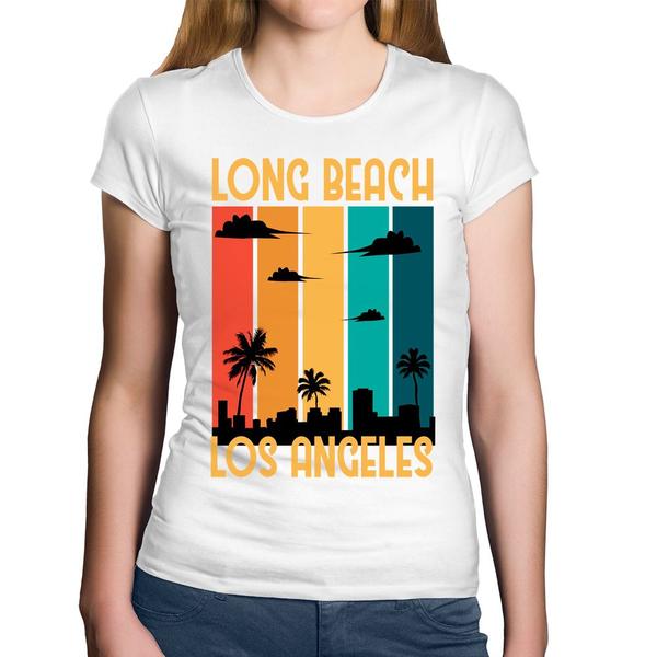 Baby Look Algodão Long Beach Los Angeles - Foca na Moda Imagem de Baby Look Algodão Long Beach Los Angeles - Foca na Moda