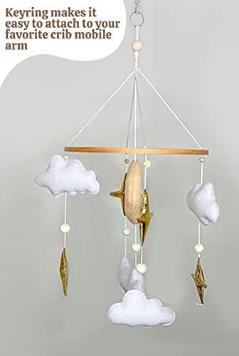 Imagem de Baby Mobile para Berço - Boho Baby Mobile Moderno - Berçário Móvel para Menina ou Menino - Nuvem Branca - Estrelas de Ouro - Feltro e Lua