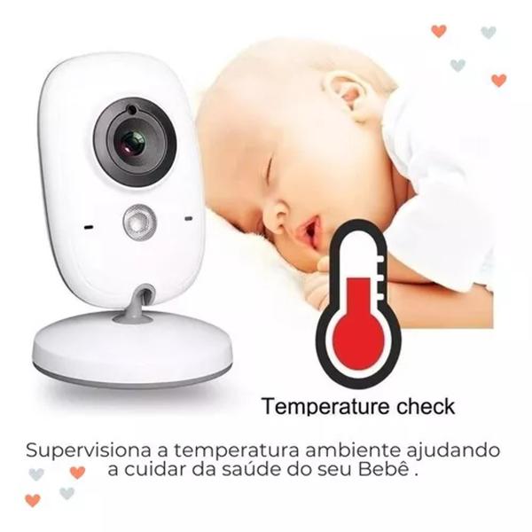 Baby Monitor babá eletrônica sem fio com câmera noturna automática e sensor de temperatura 110V/220V - Afc Imagem de Baby Monitor babá eletrônica sem fio com câmera noturna automática e sensor de temperatura 110V/220V