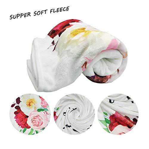 Imagem de Baby Monthly Milestone Blanket Girl - Floral Newborn Month Blanket Personalizado Shower Gift Soft Plush Fleece Photography Background Photo Prop Flower Blanket with Wreath Headband Large 51''x40''