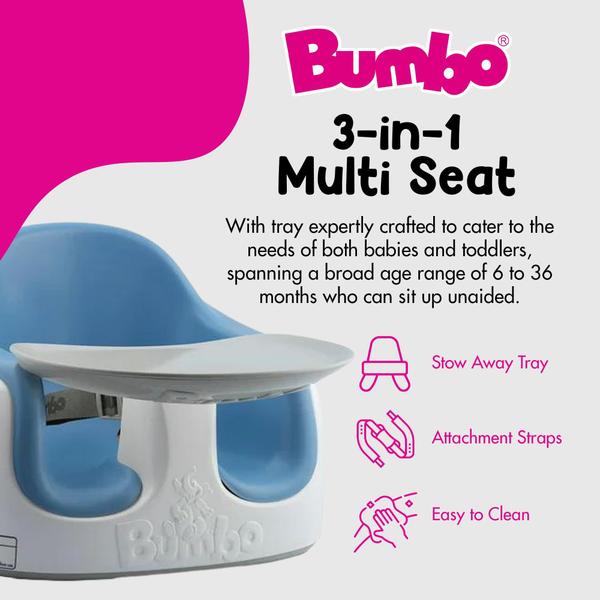 Imagem de Baby Multi Seat Booster Bumbo 3 em 1 com bandeja de alimentação azul