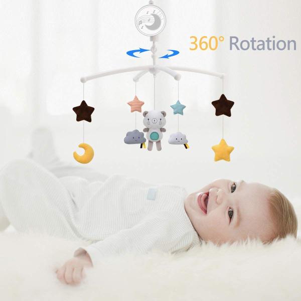 Imagem de Baby Musical Crib Mobile Tuivesafu com brinquedos giratórios para recém-nascidos