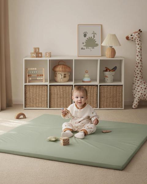 Imagem de Baby Play Mat Blissful Diary em material vegano 110x110cm verde claro