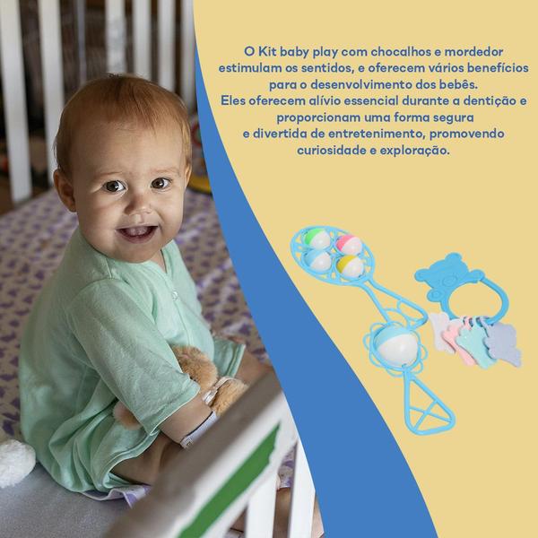 Imagem de Baby Play Set Kit Chocalhos Infantil 3 Peças Resistente