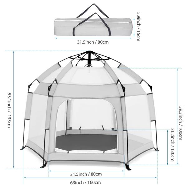 Imagem de Baby Playpen Bend River com dossel, barraca de praia e mosquiteiro