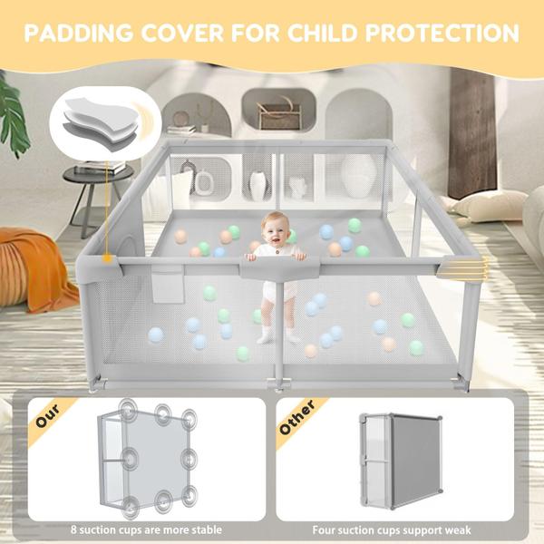 Imagem de Baby Playpen Besuhot Large 50x50cm cinza para ambientes internos e externos