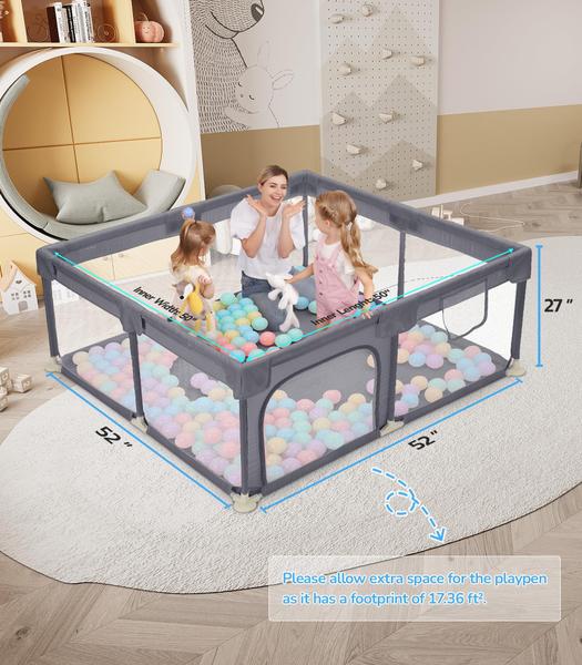 Imagem de Baby Playpen Dripex 50x50cm, seguro anti-queda com Gates Anchor Grey