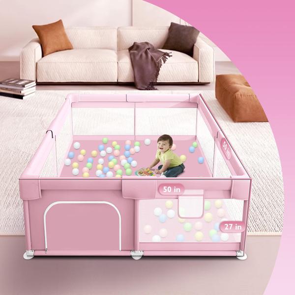 Imagem de Baby Playpen Hiaksedt para bebês e crianças pequenas rosa