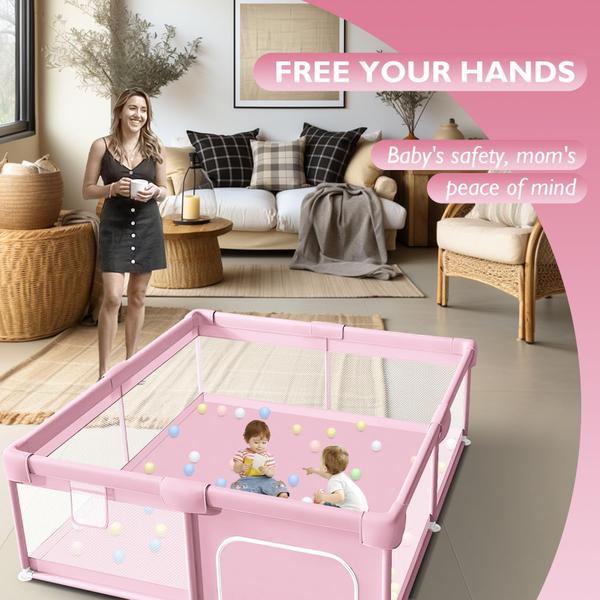 Imagem de Baby Playpen Hiaksedt para bebês e crianças pequenas rosa