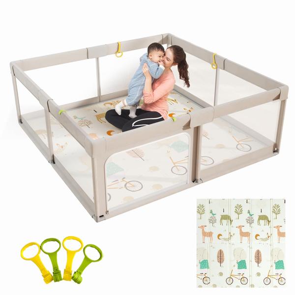 Imagem de Baby Playpen Mloong Extra Large 150x180cm com tapete interno/externo