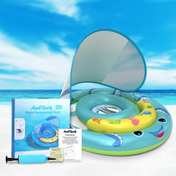 Imagem de Baby Pool Float AnbQuik com dossel UPF50+ por 6 a 24 meses