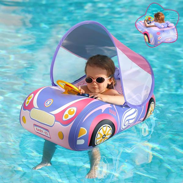 Imagem de Baby Pool Float Booffer 3D Car com dossel para 1 a 4 anos rosa