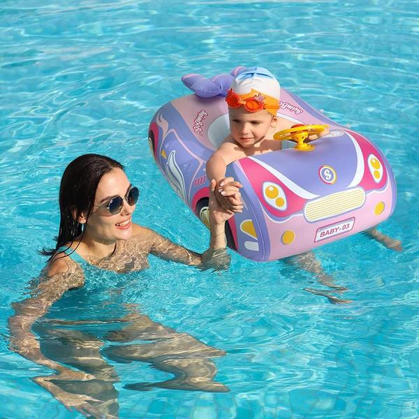 Imagem de Baby Pool Float Booffer Car Shape com volante rosa