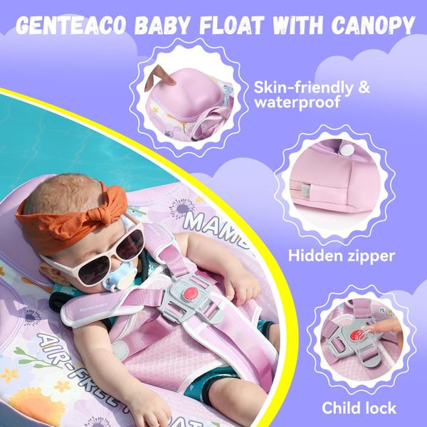 Imagem de Baby Pool Float GENTEACO Mambobaby com dossel removível 3-24M