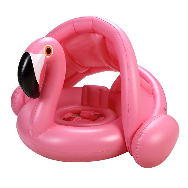 Imagem de Baby Pool Float iefoah Flamingo com dossel para 6 a 48 meses