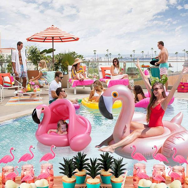 Imagem de Baby Pool Float iefoah Flamingo com dossel para 6 a 48 meses