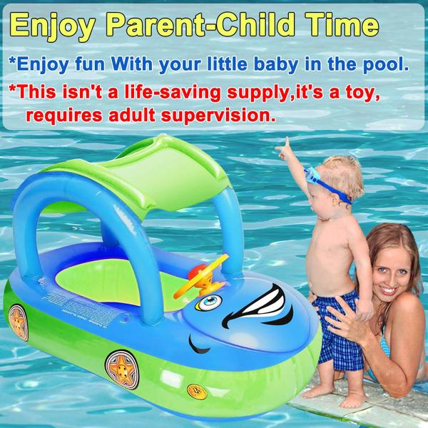 Imagem de Baby Pool Float iGeekid em forma de carro com dossel de 6 a 36 meses