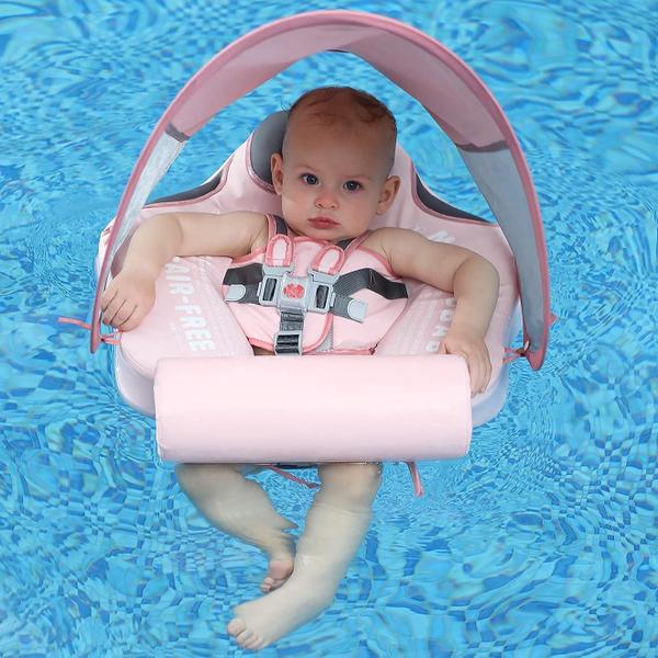 Imagem de Baby Pool Float Lanckeli A2 de 3 meses a 2 anos com dossel rosa