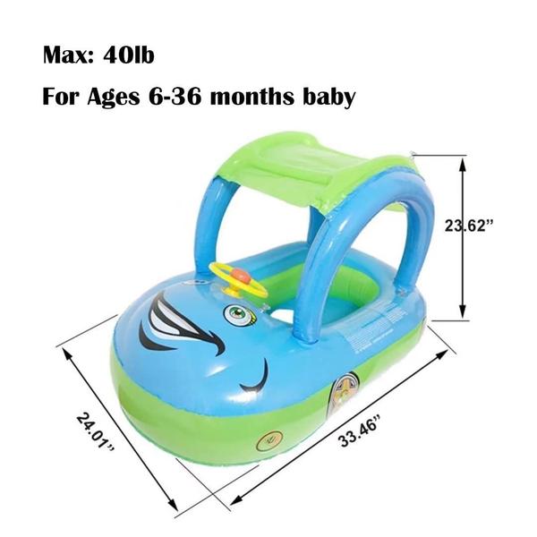 Imagem de Baby Pool Float QIAONIUNIU com volante de dossel azul